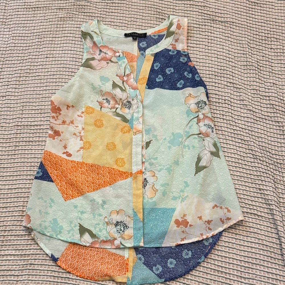 Sanctuary Patchwork Floral Sleeveless Blouse | Size Small | Boho
